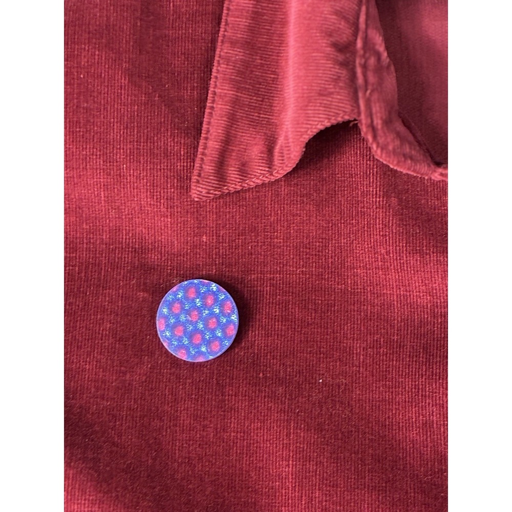 VTG Y2K Womens Burgundy Corduroy Shacket Snap Closure Top Cranberry Red Medium - Picture 7 of 13